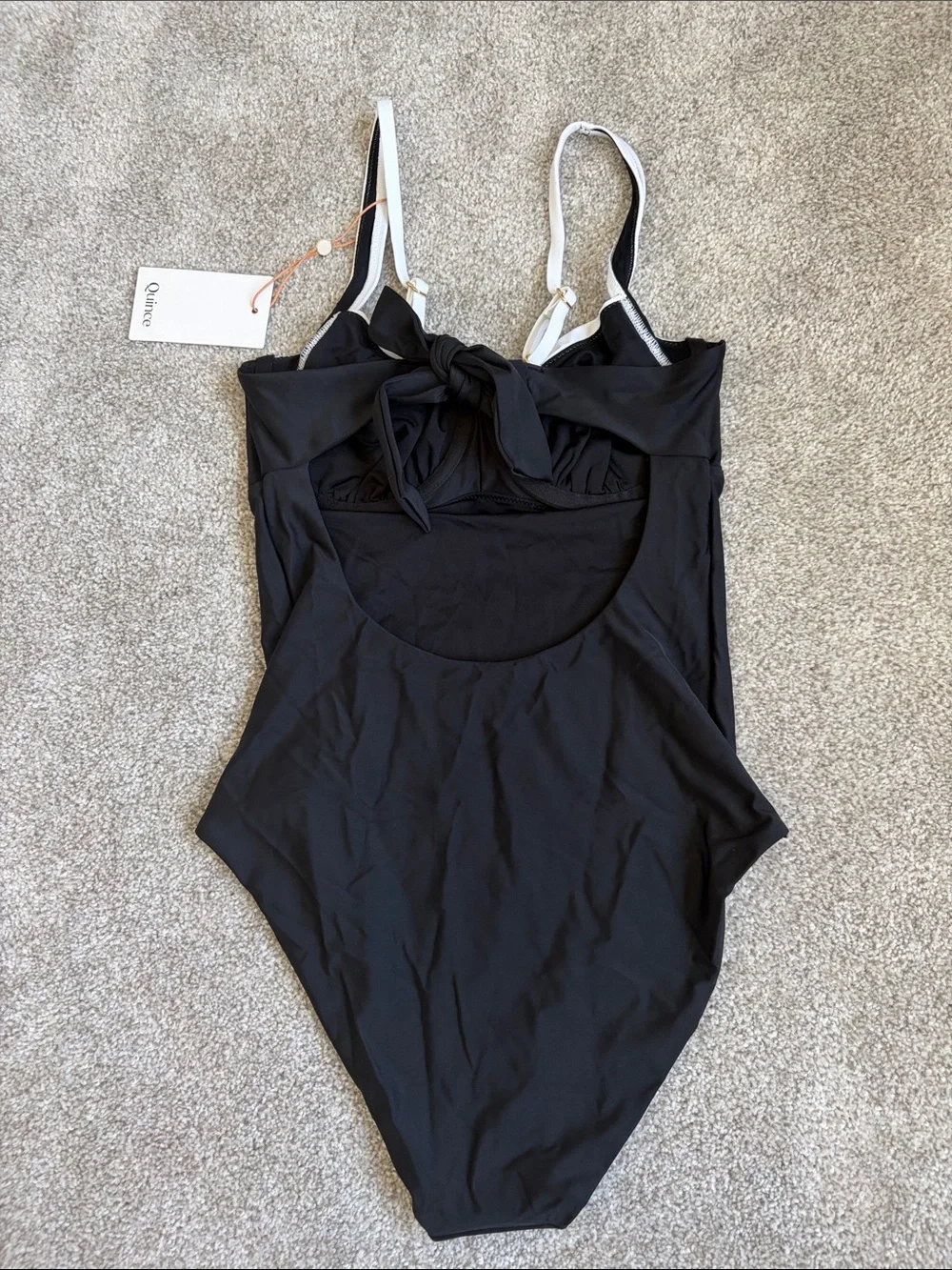 Quince Italian Underwire One-Piece Swimsuit in Black with White Detail M